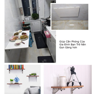 Bộ Giá Đỡ Ke Bàn Gấp Treo Tường KUNBE, Bản Lề Gập Thông Minh Tiết Kiệm Không Gian, Chịu Tải Tốt