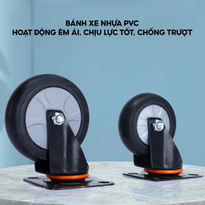 Xe đẩy hàng 4 bánh gấp gọn bánh chống ồn sàn kim loại bền bỉ