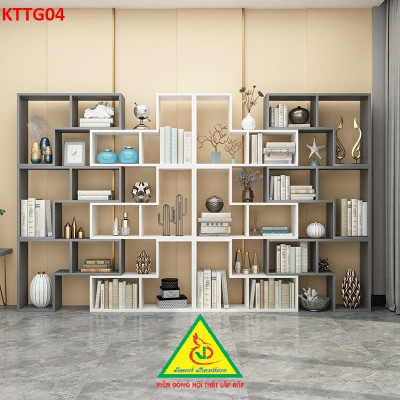 Kệ sách để sàn, kệ sách tự đứng, kệ trang trí KTTG04 ( Bộ gồm 6 kệ L)  - Nội thất lắp ráp Viendong Adv