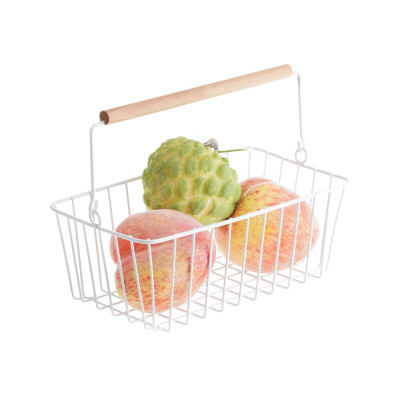 Giỏ kim loại  có tay cầm  bằng gỗ . Phân phối bởi Cobi Home.