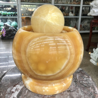 Thác nước phong thủy luân hồi đá ngọc hoàng long - Cao 25cm