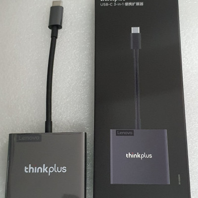 Cáp type C ra HDMI - VGA và USB - 3 trong 1 - Lenovo Thinkplus Type C USB-C 3-in-1 Adapter USB Hub, 4K HDMI 60Hz, VGA, USB 3.0 Type C to HDMI VGA USB 3.0 - Hàng chính hãng