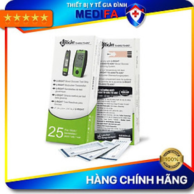 Hộp 25 Que thử đường huyết dùng cho máy URight TD-4265/TD-4267