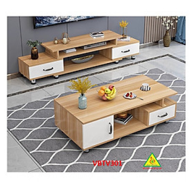 Combo Bộ kệ tivi và bàn trà, bàn sofa phong cách hiện đại sang trọng VBTV301