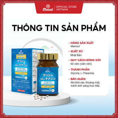 Combo 3 Hộp Viên uống MAMORI Glycine L-Theanine giúp giảm căng thẳng - stress, Hỗ trợ ngủ ngon, ngủ sâu giấc (60 Viên)