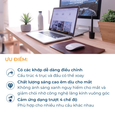 Đèn bàn học bảo vệ mắt Philips LED RobotPlus DSK601 RD 13W ánh sáng trung tính 4000K, 4 cấp độ sáng
