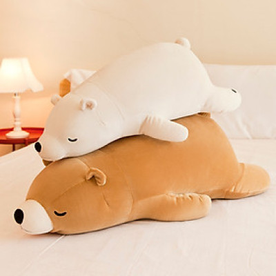 Gấu Bông Gấu Bắc Cực Ice Bear Nằm Dễ Thương Mềm Mịn Mẫu Mới (35cm--->65cm) Gối Ôm Gấu Bắc Cực Nằm Hàng Cao Cấp Vải Miniso 4 Chiều Co Giãn Êm Ái