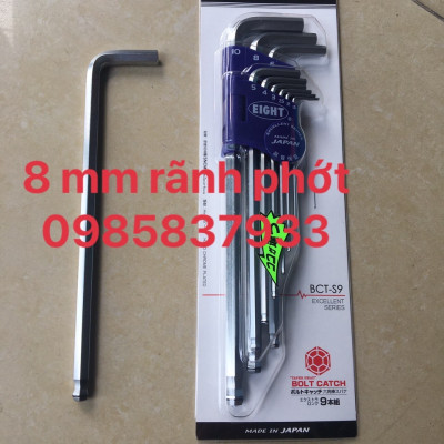 Lục giác chữ L 8 mm đầu bi rãnh phớt BCT-8 Eight Nhật vặn ốc chìm thao tác dễ tuổi thọ dài
