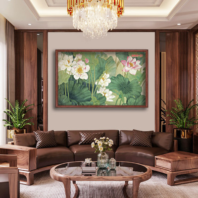 D803 01 Tranh kính Hoa sen Cá chép ( được chọn mẫu)