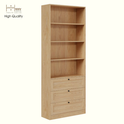 HAPPY FURNITURE , MATTA - Kệ sách 6 tầng 3 ngăn kéo , KSA_068 , 80cm x 28cm x 200cm DxRxC