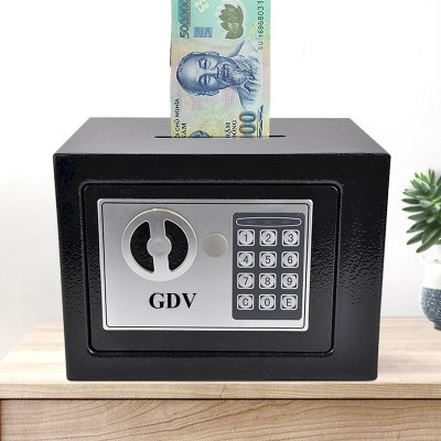 Két Sắt Mini GDV 17E Khoá Điện Tử Chống Cháy Có Khe Đút Tiền - Màu Ngẫu Nhiên - Hàng Chính Hãng