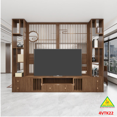 Vách ngăn phòng khách, vách ngăn tủ kệ bằng gỗm bình phong tranh 4VTK22 - NỘI THẤT LẮP RÁP VIENDONGADV