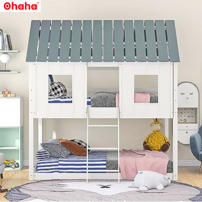 [Video thực tế - Miễn phí vận chuyển & lắp đặt] Giường tầng trẻ em thông minh cao cấp kiểu dáng ngôi nhà Ohaha - GTCC010