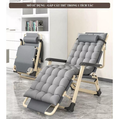 Folding Deck Chair Office Siesta Deck Chair Dual-use Outdoor Household Recliner Lazy Balcony Sun Lounge Chair Multifunctional./ Ghế xếp thư giãn, ghế xếp du lịch, giường gấp văn phòng, nội thất, ghế xếp gọn.