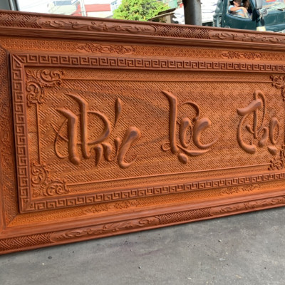 Tranh treo tường trạm khắc chữ phúc lộc thọ bằng gỗ hương đỏ kt 67×127×4cm