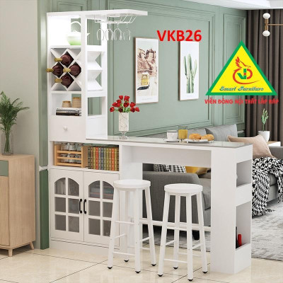 Quầy bar mini, quầy bar nhà bếp kết hợp tủ rượu VKB26 ( không kèm ghế) - Nội thất lắp ráp Viendong Adv