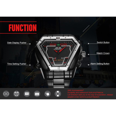 Đồng hồ điện tử kỹ thuật số thạch anh Lịch tháng 3ATM Bộ đếm thời gian chống thấm nước Nam doanh nhân Thời trang giản dị WEIDE WH1102
