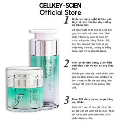 Bộ Dưỡng Trắng Da Tế Bào Gốc Hàn Quốc Cấp Ẩm Xóa Nhăn Phục Hồi Trẻ Hoá Da Và Chống Lão Hoá Cellkey-Scien Repair System White Set (60ml)