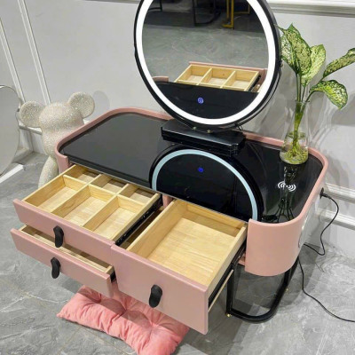 Bàn phấn trang điểm ngồi bệt Tundo kết hợp loa và sạc, đặc biệt gương led màu hiện đại