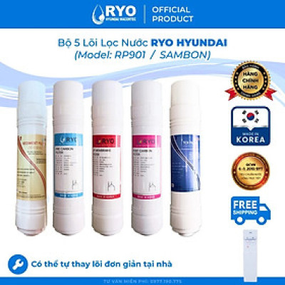 Bộ 5 Lõi Lọc Nước RYO HYUNDAI RP100S Máy Nóng Lạnh, Sediment, Pre-Carbon, UF Membrane Filter, Post Carbon, TCR Filter. Nhập Khẩu Hàn Quốc - Hàng Chính Hãng.