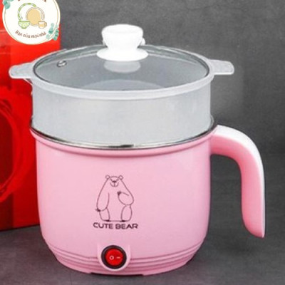 Nồi lẩu mini , Ca nấu mì , đun nước siêu tốc 2 lớp 18cm ( họa tiết và màu sắc ngẫu nhiên) - Hàng chính hãng