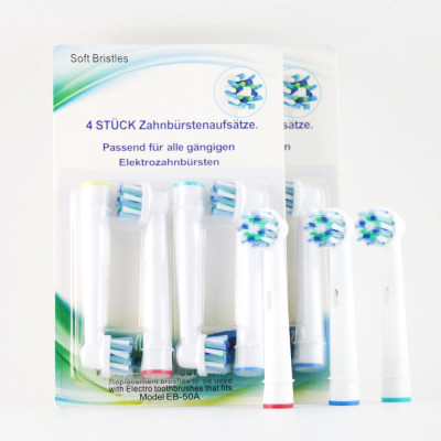 Cho máy Oral B Braun Cross Action EB-50A, Set Bộ 4 đầu bàn chải đánh răng điện đánh tan mảng bám