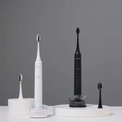 Bàn chải đánh răng điện Lock&Lock ENR346 sạc không dây - Hàng chính hãng, lông bàn chải bằng sợi Dupont mềm, 4 chế độ làm sạch, có chế độ hẹn giờ thông minh, khả năng chống nước cao - Tặng ống hút và cọ rửa