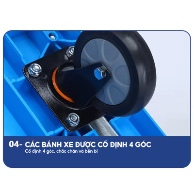 Xe đẩy hàng 4 bánh gấp gọn bánh chống ồn sàn kim loại bền bỉ