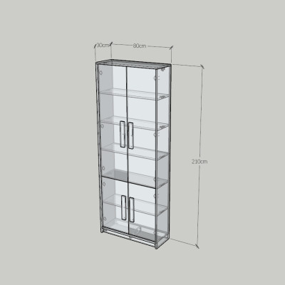 HAPPY FURNITURE , Tủ lưu trữ 4 cửa mở - RUBEL, TCM_227, 80cm x 30cm x 210cm DxRxC
