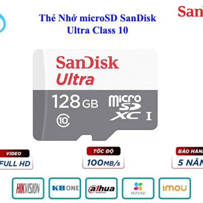 Thẻ Nhớ MicroSD SanDisk Ultra 32G/64G/128GB/256Gb 100MB/s - Hàng Chính Hãng