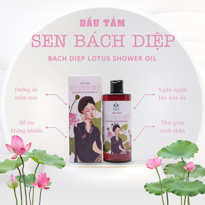 Dầu tắm Sen Bách Diệp dầu tắm thảo dược dưỡng da giúp kháng khuẩn, ngăn ngừa mụn