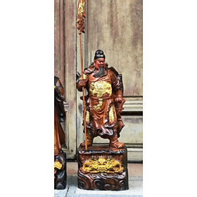Tượng quan công trấn ải bằng gổ hương đá pu giả cổ kt cao 60cm 
