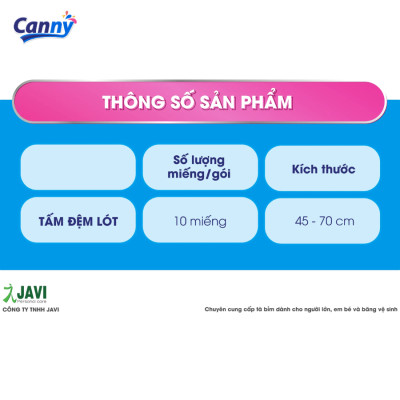 Combo 3 Tấm Đệm Lót Người Lớn Canny Siêu Mềm Mại, Siêu Thấm, Kháng Khuẩn 45x70cm (10 miếng)
