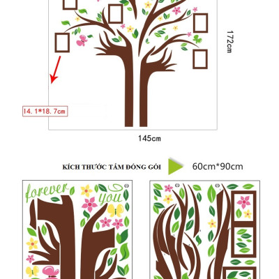 Decal dán tường treo ảnh 14 Amyshop (172 x145 cm)