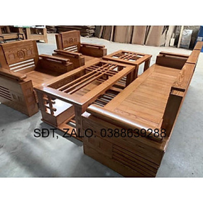 Bộ bàn ghế phòng khách gỗ sồi Mỹ giá thật