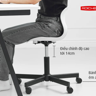 [Ghế Roichen WOW Minh Ngọc] Ghế chỉnh dáng ngồi đúng có chân xoay Roichen - WOW Hàn Quốc. Ghế xám chân đen