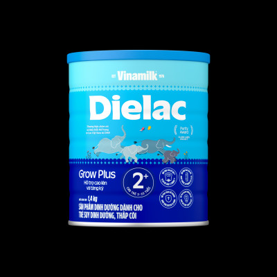Sữa bột Vinamilk Dielac Grow Plus 2+ Hộp thiếc 1400g (Sữa Non)