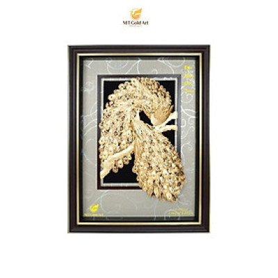 Tranh Chim công xòe đuôi phú quý cát tường (82x108cm) MT Gold Art- Hàng chính hãng, trang trí nhà cửa, quà tặng dành cho sếp. đối tác, khách hàng