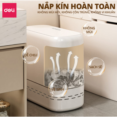 Thùng rác tự động căng túi rác 12L/15L DELIxVUSIGN thiết kế dáng dẹt tiết kiệm không gian, tối ưu nhà cửa