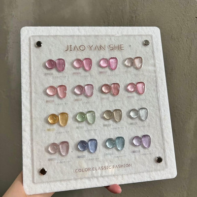 Set Sơn Mắt Mèo Ánh Trăng 16 Màu JiaoYanShe Tặng Kèm Bảng Màu, Sơn Mắt Mèo Jiao Hàn Quốc Đặc Mướt, Cọ Đẹp, Chai 15ml Nữ Women