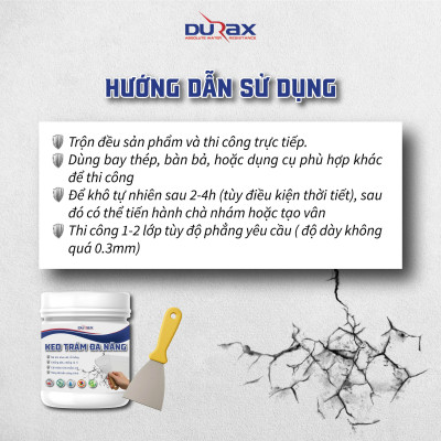 Keo Vá Tường DURA- Trám Trét Vết Nứt Khe Hở Tường - Chống Mốc Ẩm Làm Sạch Tường