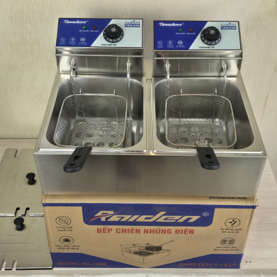 Bếp chiên nhúng ngập dầu Raiden RD1206 6L đôi (tổng 12L) - Chiên gà rán, khoai tây, cá viên, chuối chiên...- Hàng chính hãng