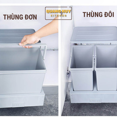 Thùng rác âm tủ bếp nhấn mở tự động cam kết chính hãng Grob