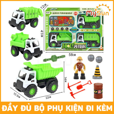 Xe chở rác đồ chơi cho bé mô hình xe ô tô chở rác khổng lồ xe dọn rác vệ sinh MySun