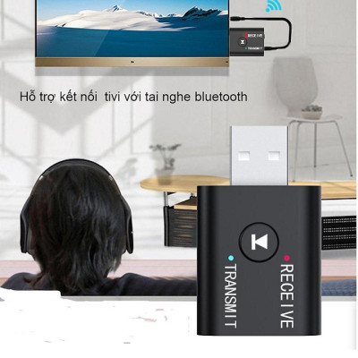 Thiết bị thu phát bluetooth 5.0 không dây hai chiều USB laptop PC ô tô phát nhạc D878 ( hàng nhập khẩu )  