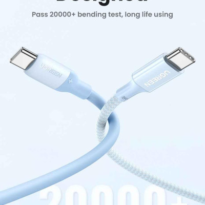 Ugreen UG15278US563TK 60W 0.5M c-c hỗ trợ QC4.0 3A Cáp sạc nhanh - truyền dữ liệu 2 đầu USB-C dây nhựa Màu Xanh - HÀNG CHÍNH HÃNG