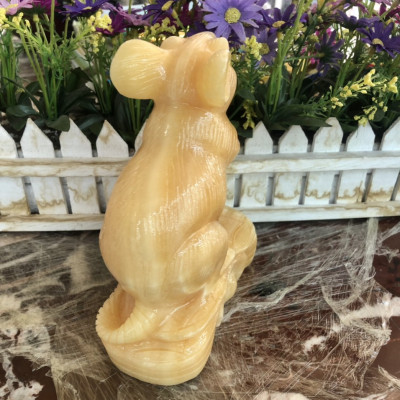 Tượng con Chuột giáp phong thủy đá ngọc hoàng long trang trí phòng khách, bàn làm việc - Cao 20 cm