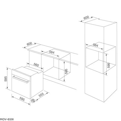 Lò Nướng Âm Tủ Malloca MOV-659I - 9 Chức Năng - Dung Tích 70L - Hàng Chính Hãng