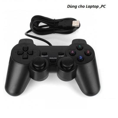 Tay cầm chơi game cho PC/Laptop cổng USB đen (có gạt Analog) có rung tay đơn - Hàng nhập khẩu