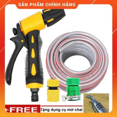 ️ Bộ dây vòi xịt nước rửa xe, tưới cây , tăng áp 3 lần, loại 20m 206319 cút sập,nối vàng+ mở chai